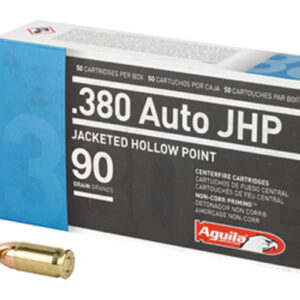 Aguila Ammunition 380 ACP, 90gr, Jacketed Hollow Point, 50Bx 20Cs