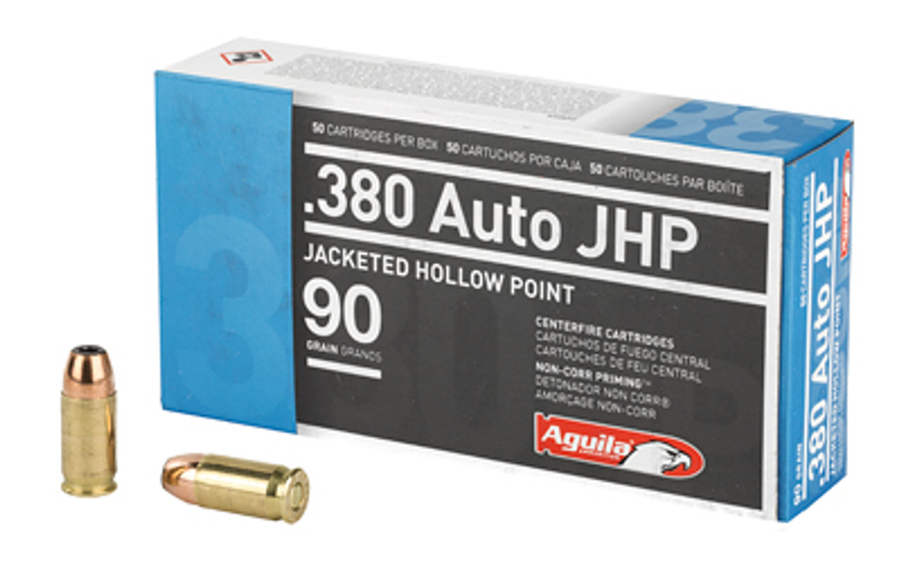 Aguila Ammunition 380 ACP, 90gr, Jacketed Hollow Point, 50Bx 20Cs