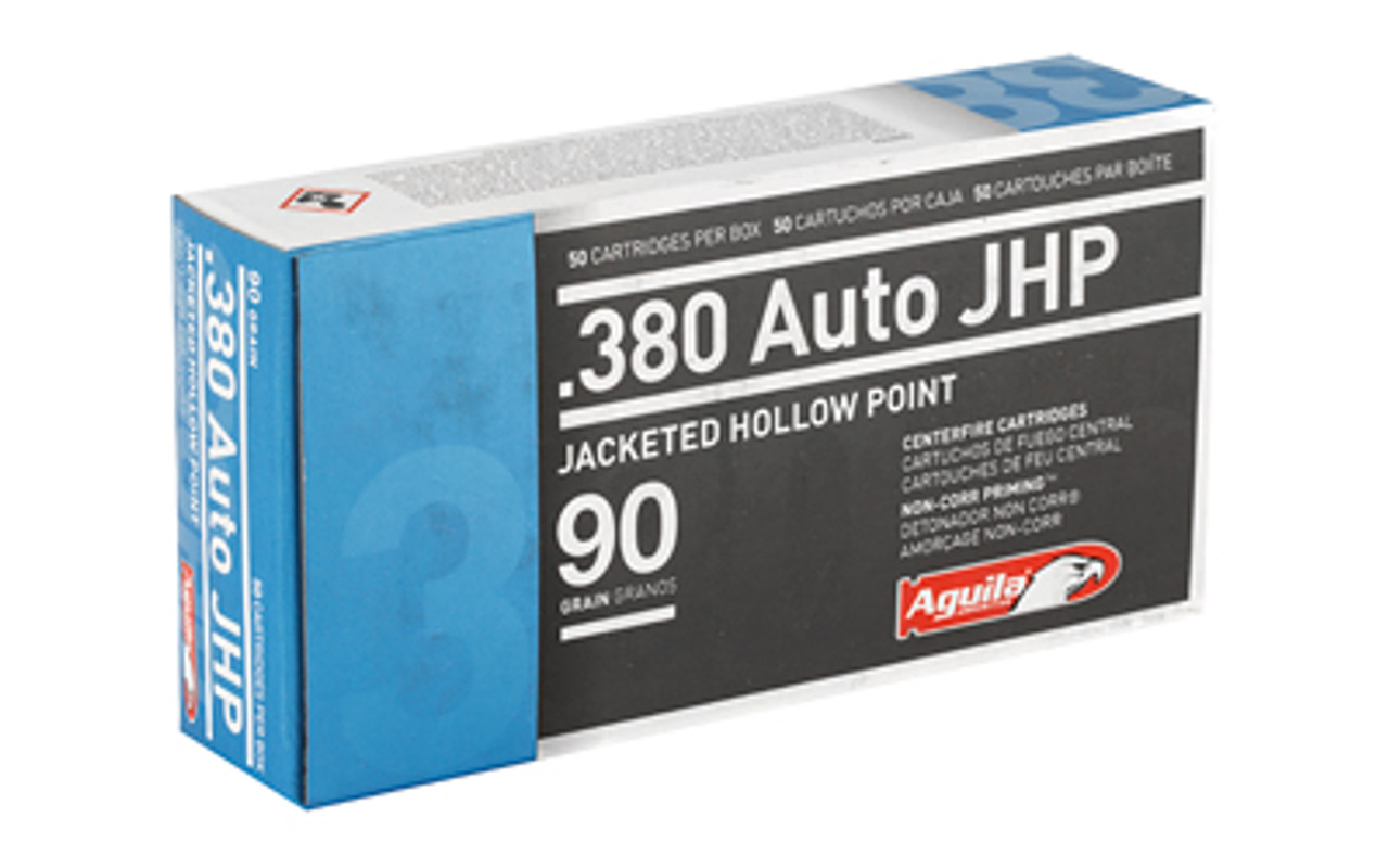 Aguila Ammunition 380 ACP, 90gr, Jacketed Hollow Point, 50Bx 20Cs