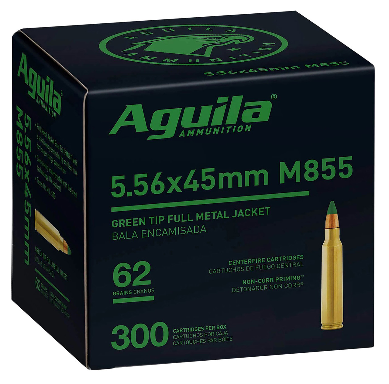 Aguila Green Tip M855 5.56x45mm, 62gr, FMJ Boat-Tail, 300Box 4Cs