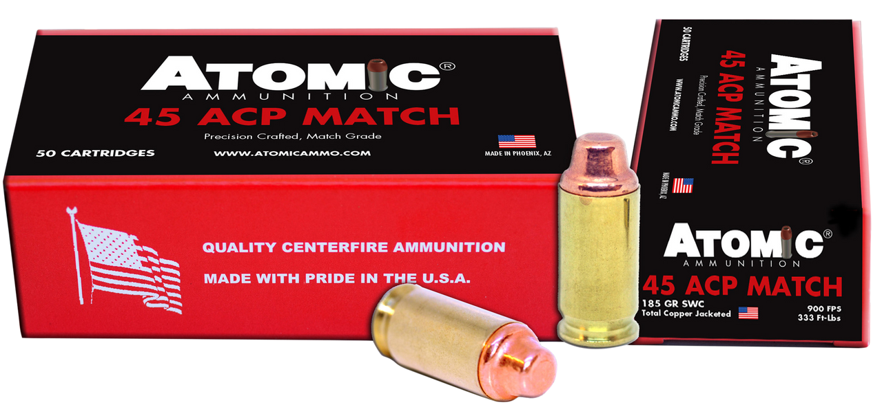 Atomic Match 45 ACP 185gr, Semi-Wadcutter, 50rd Box