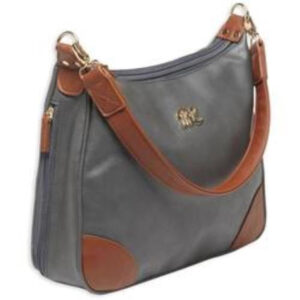 Bulldog Cases Hobo Style Purse 13x10.5x3.5 Leather Taupe, Tan Trim