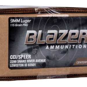 CCI Blazer Brass Handgun 9mm, 115gr, FMJ 500Bx 1Cs