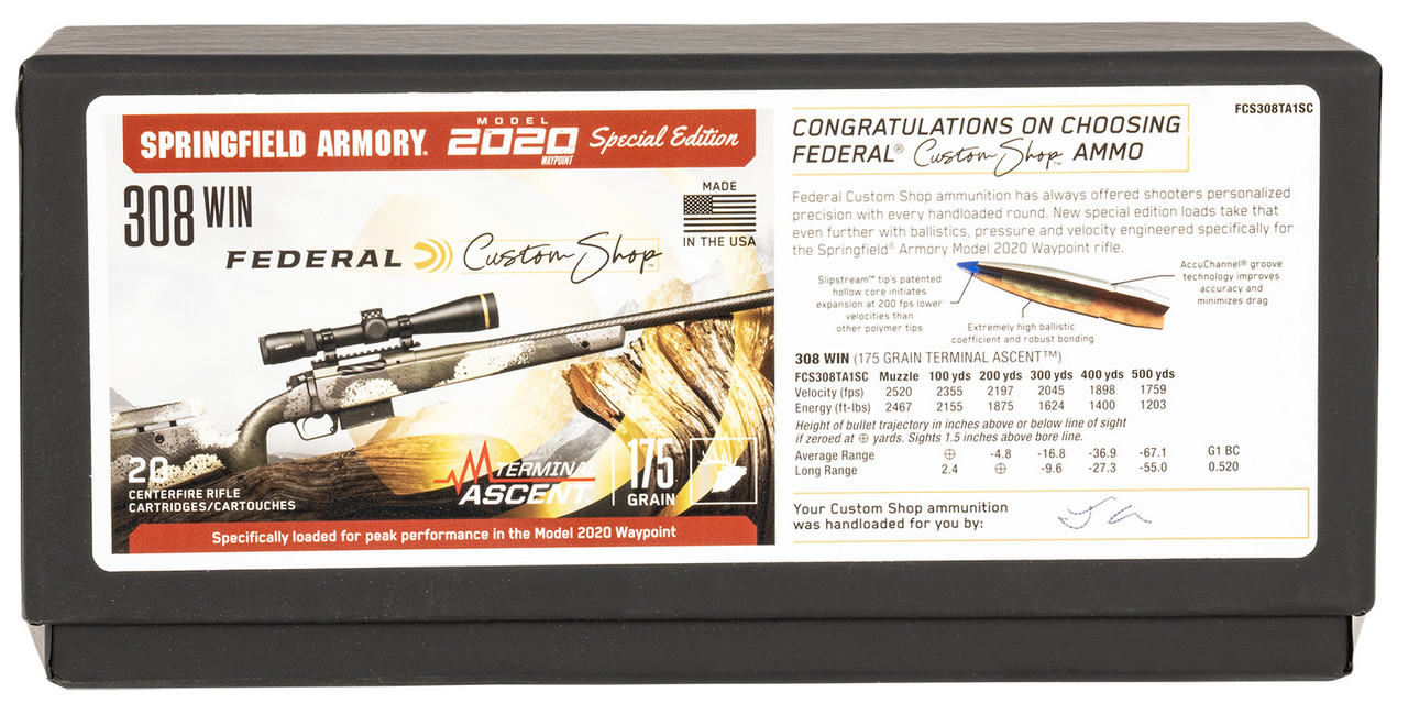 Federal Custom Shop .308 Win 175gr Terminal Ascent – 20 Rounds