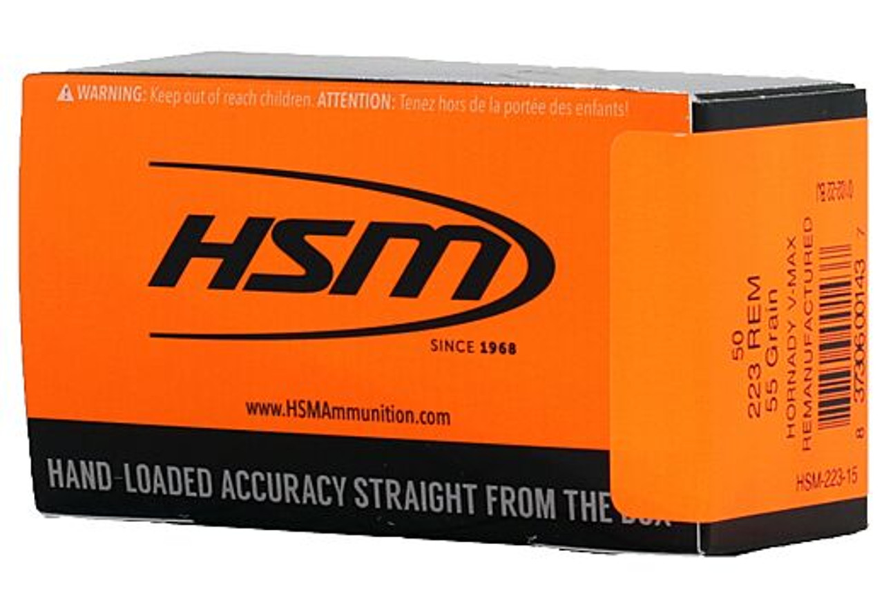 HSM 223 Remington, 55gr, Hornady V-Max, 50rd Box