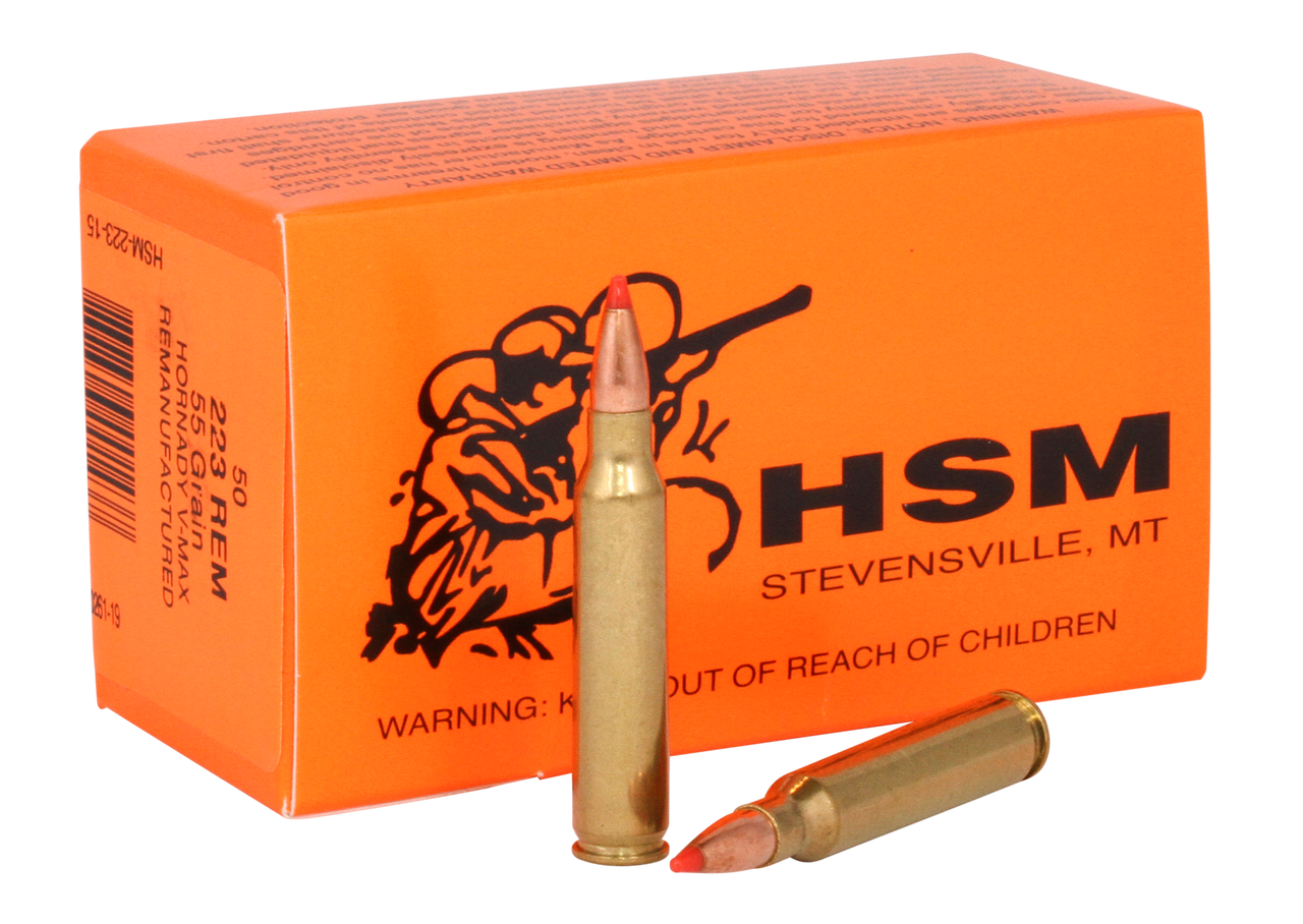 HSM 223 Remington, 55gr, Hornady V-Max, 50rd Box