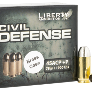 Liberty Ammunition Civil Defense 45 ACP +P, 78gr, LFFHP, Brass Case, 20Bx 50Cs