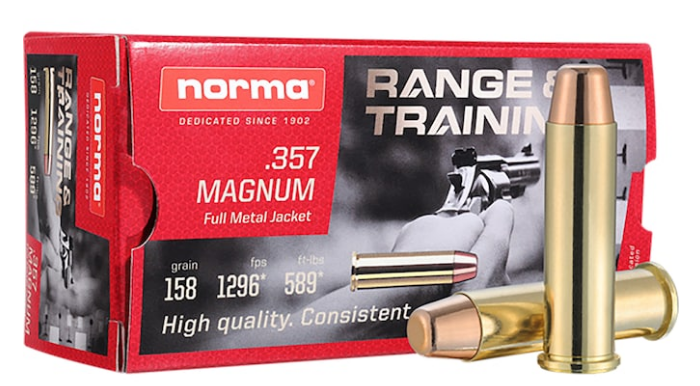 Norma Range and Training 357 Mag 158gr, FMJ, 50rd Box