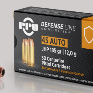 PPU Handgun Defense 45 ACP 185gr, Jacketed Hollow Point, 50rd Box