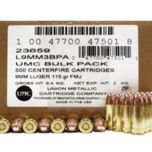 Remington 9mm Target Ammo 115gr, FMJ 500rd Box
