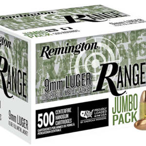 Remington Range Jumbo Pack 9mm, 115gr, Full Metal Jacket, 500rd Box