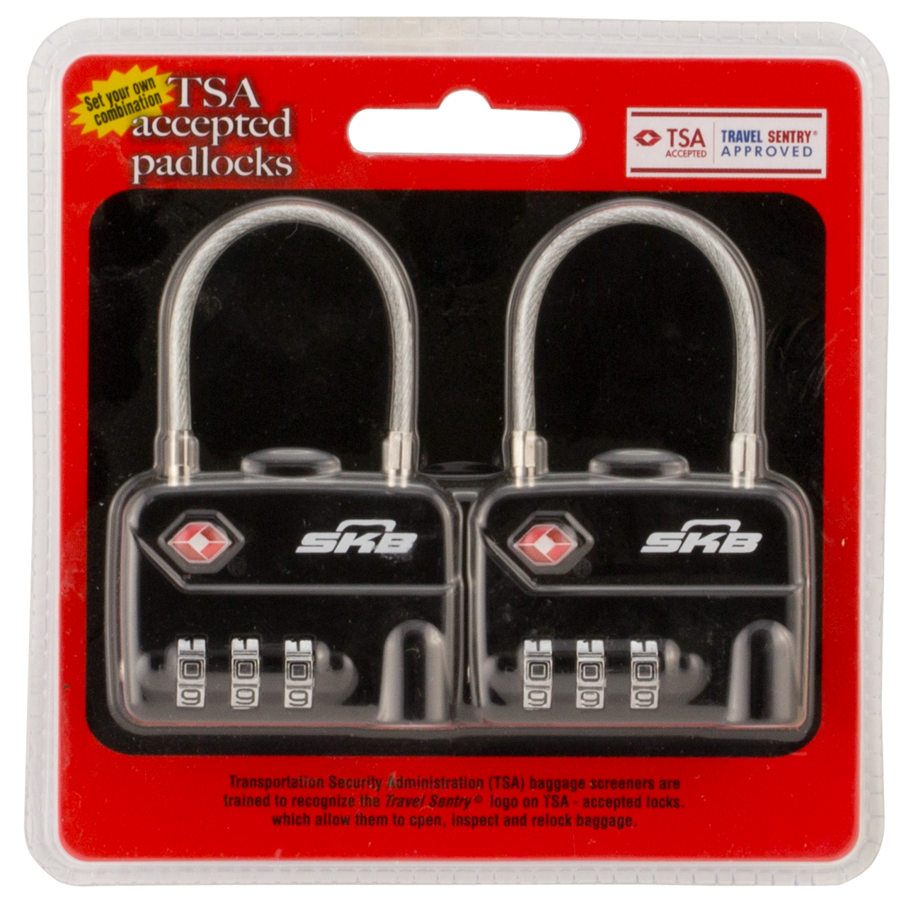 SKB Combination Resettable Black 2pk