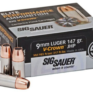 Sig Ammo Elite Performance V-Crown 9mm 147gr, JHP, 50rd