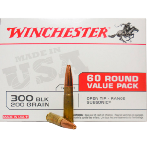 Winchester USA .300 Blackout 200gr Open Tip Range (OTR) Subsonic – 60rd Box (4 Case Pack)