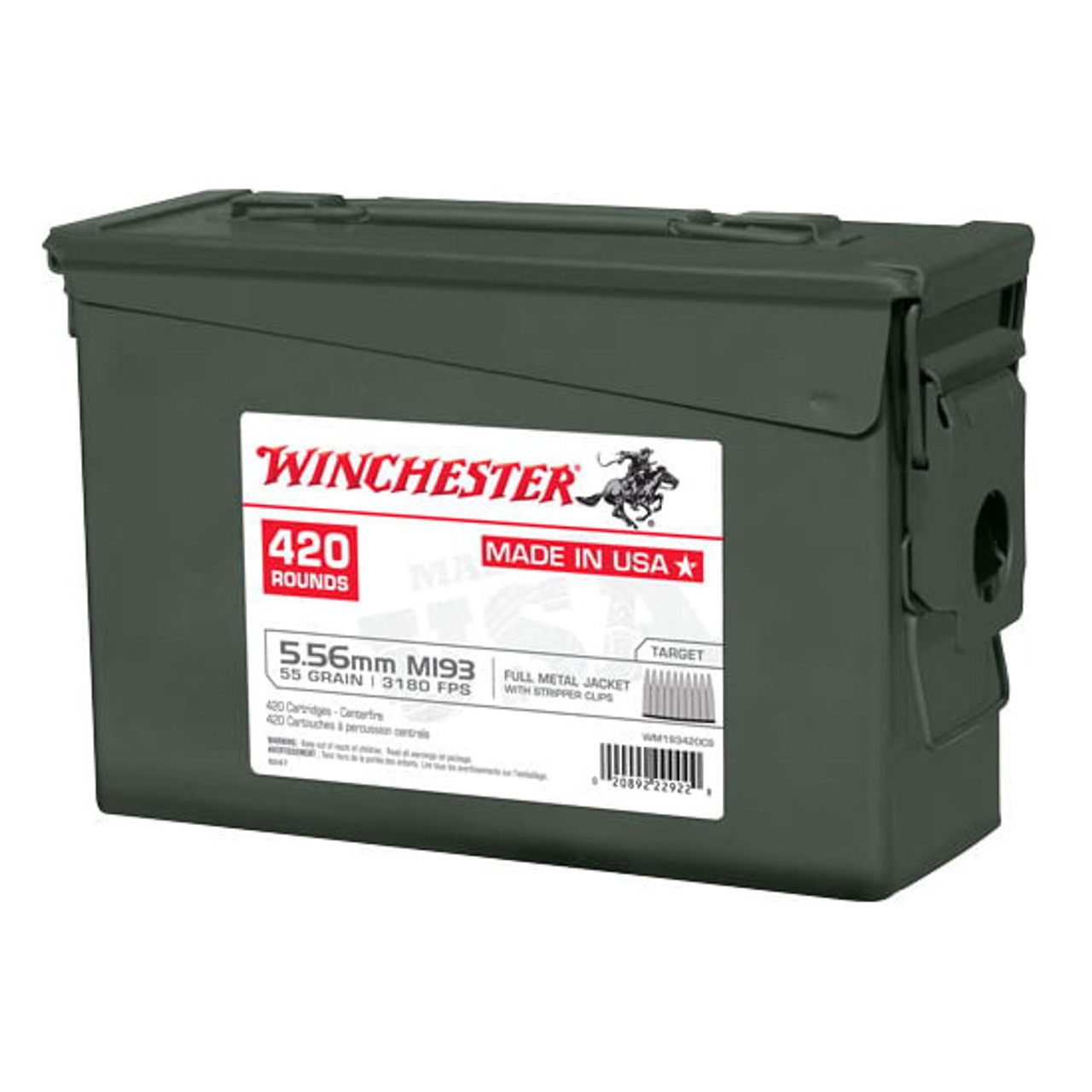 Winchester USA White Box 5.56x45mm M193 55gr FMJ