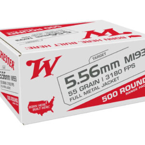 Winchester USA White Box 5.56x45mm, M193, 55gr, Full Metal Jacket, 500 Rd Bx 3Cs