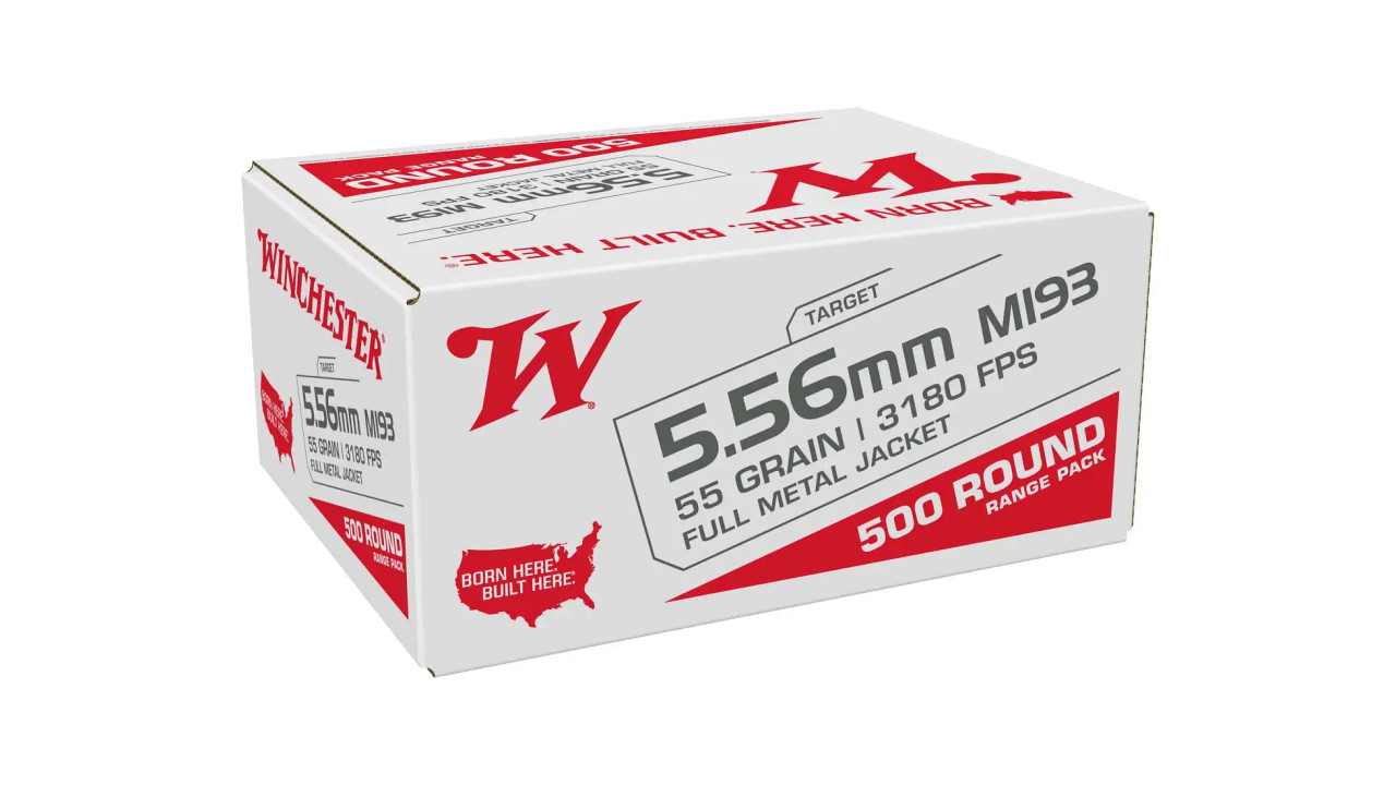 Winchester USA White Box 5.56x45mm, M193, 55gr, Full Metal Jacket, 500 Rd Bx 3Cs