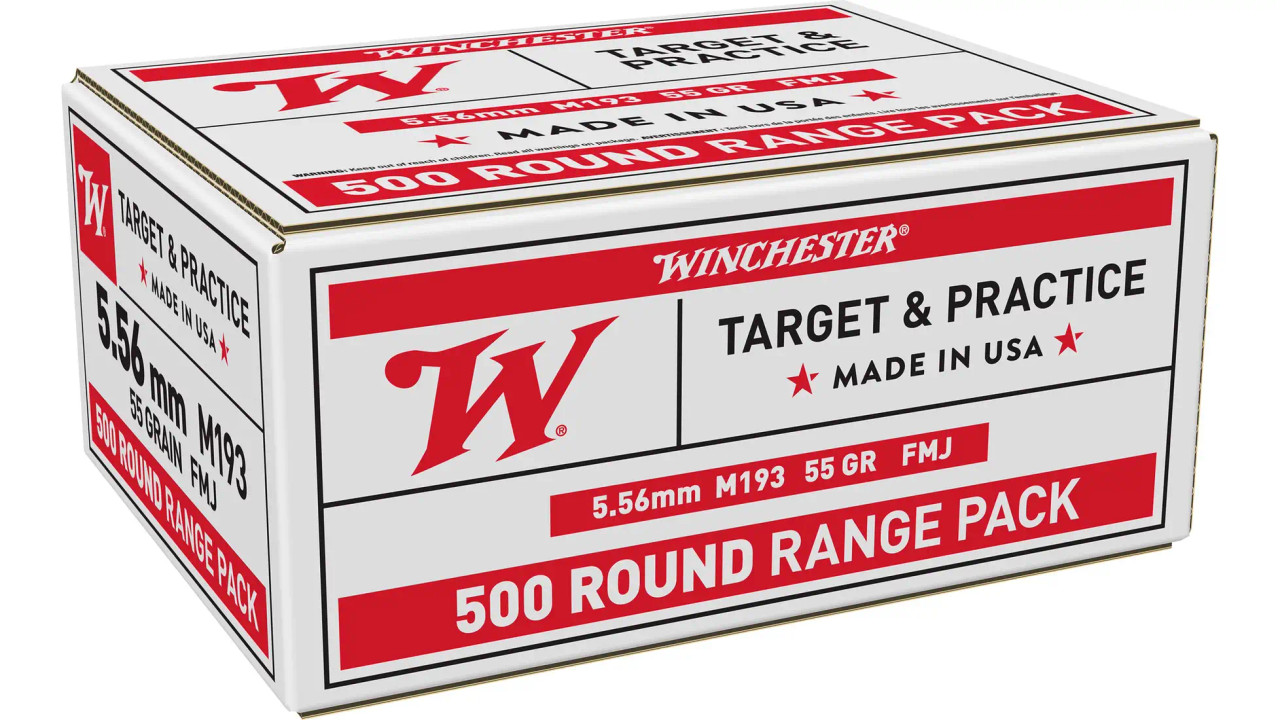 Winchester USA White Box 5.56x45mm, M193, 55gr, Full Metal Jacket, 500 Rd Bx 3Cs