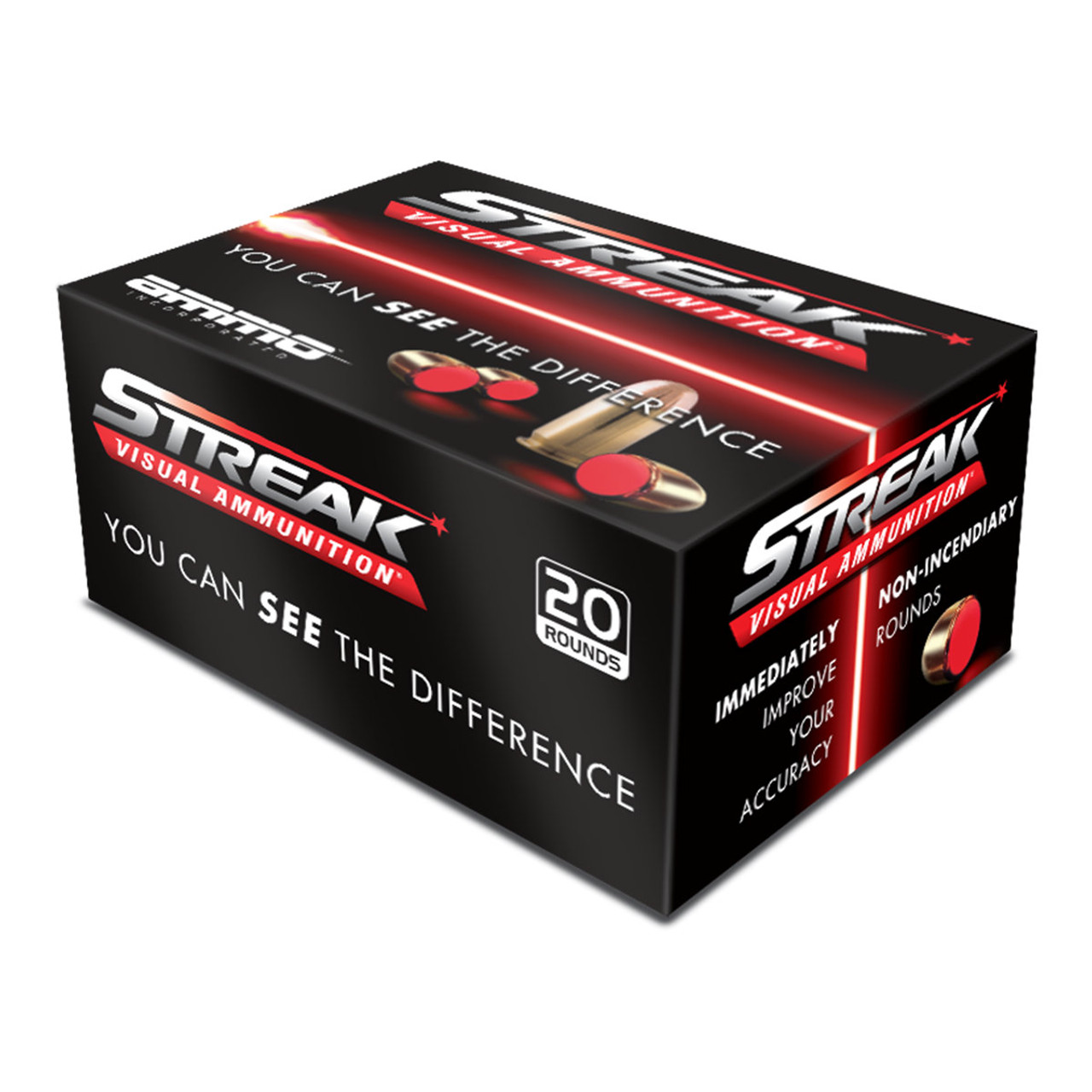 Ammo Inc Streak 9mm, 124gr Total Metal Coating , Non-Incindiary Red Tracer 200rd