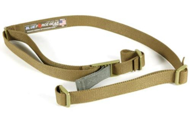 Blue Force Gear Sling, Molded Acetal Adjuster, No Quick Release, Attached with TriGlide instead of Loop Lock, 2-Point Combat Sling, Coyote Brown