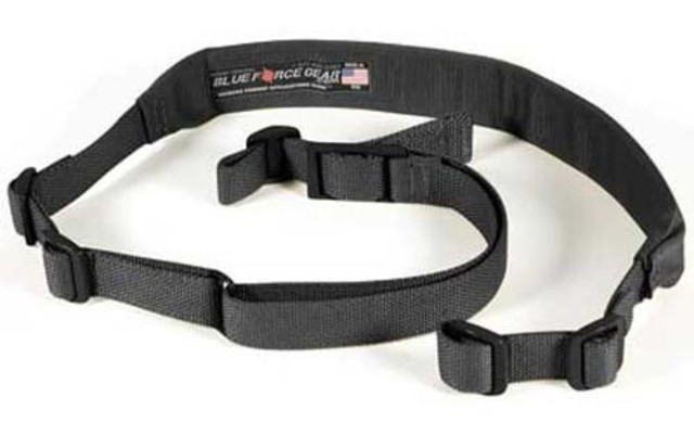 Blue Force Gear Sling, Molded Acetal Adjuster, No Quick Release, Attached with TriGlide instead of Loop Lock, 2-Point Padded Combat Sling, Black