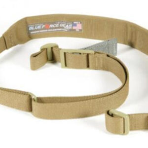 Blue Force Gear Sling, Molded Acetal Adjuster, No Quick Release, Attached with TriGlide instead of Loop Lock, 2-Point Padded Combat Sling, Coyote Brown