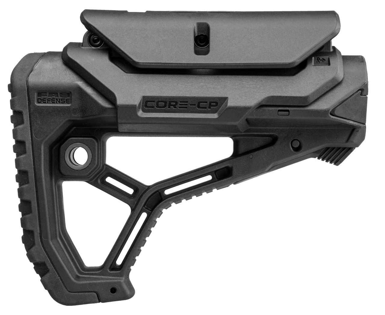 FAB Defense Core-CP AR-15 Stock – Adjustable Cheek Rest, Fits Mil-Spec & Commercial Buffer Tubes