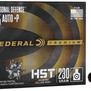 Federal Premium 45 ACP +P 230gr HST Jacketed Soft Point, 20Bx 10Cs
