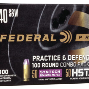 Federal Premium Practice & Defend 40 Smith & Wesson, 180gr, Syntech TSJ, HST JHP 100rd
