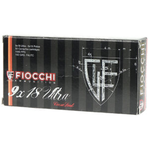Fiocchi 9x18mm Ultra Police 100gr Metal Case, 50rd Box (Not for use in 9x19mm Luger)