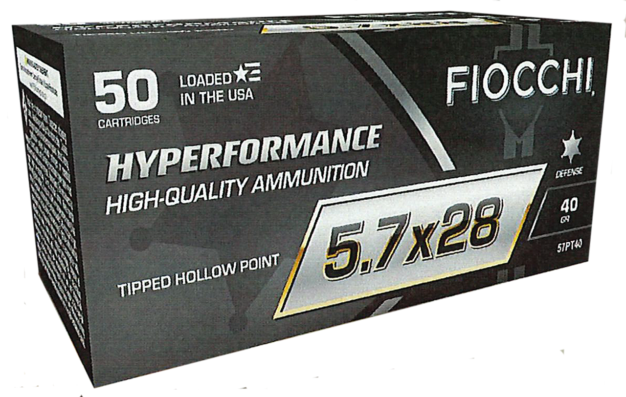 Fiocchi Hyperformance Defense 5.7x28mm 40gr, Tipped Hollow Point 50rd Box