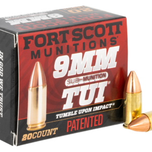 Fort Scott Self Defense 9mm 125gr, Subsonic, Solid Copper Spun 20rd