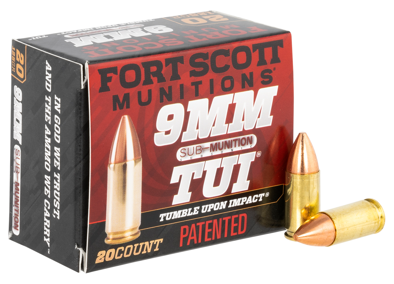 Fort Scott Self Defense 9mm 125gr, Subsonic, Solid Copper Spun 20rd