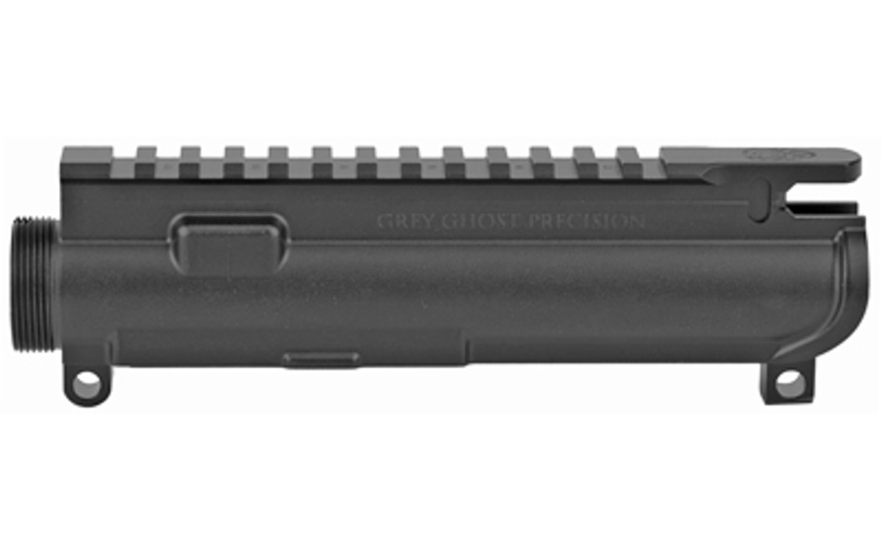 Grey Ghost Precision AR-15 Forged Upper Receiver – Stripped, Black Anodized, M4 Feedramps, No Forward Assist or Port Door, .250" Takedown Pin Holes