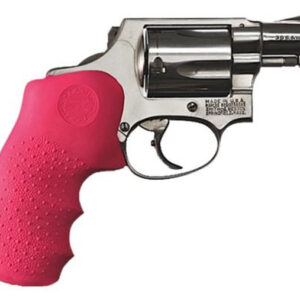 Hogue S&W J Frame Round Butt Rubber Grip, Finger Grooves Pink, S&W J-Frame Rubber
