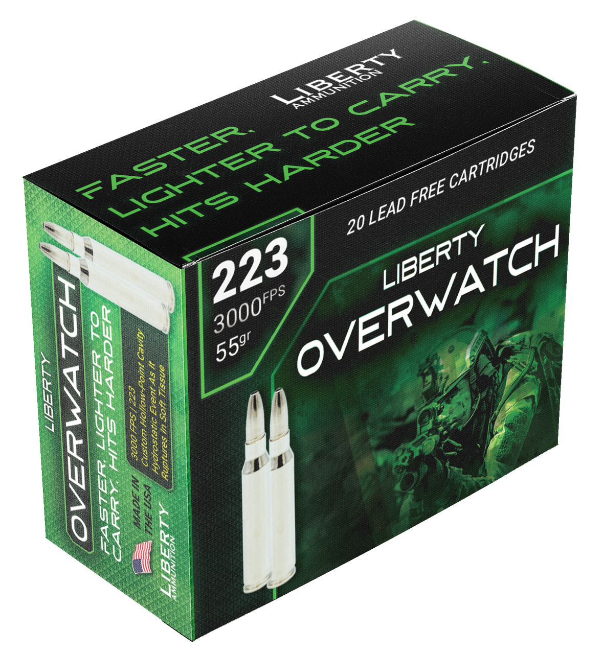Liberty Ammunition OverWatch Hunting 223 Remington 55gr, 20Bx 50Cs