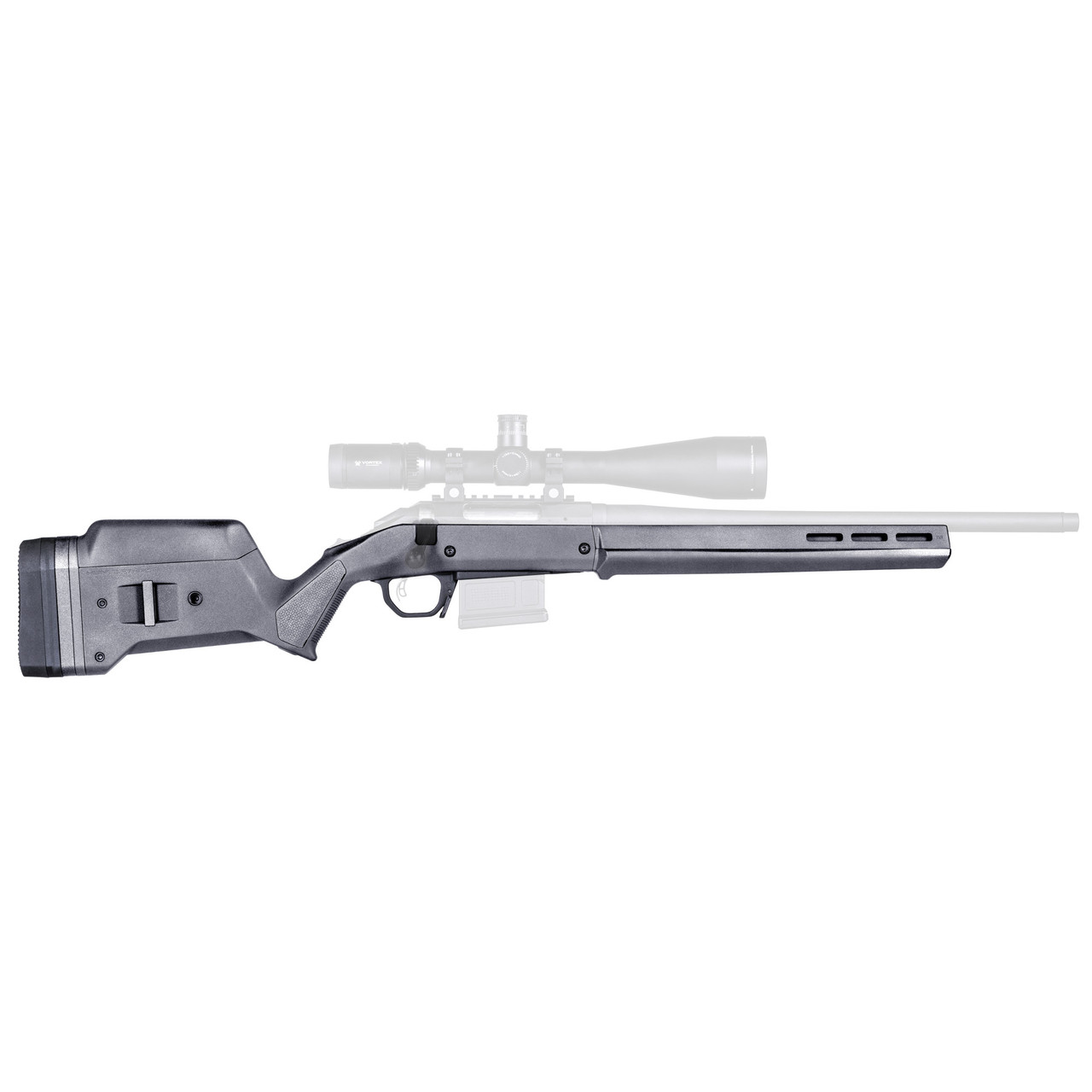 Magpul Hunter American Stock – Gray, Fits Ruger American Short Action, Includes Bolt Action Mag Well & 5rd PMAG 7.62 AC