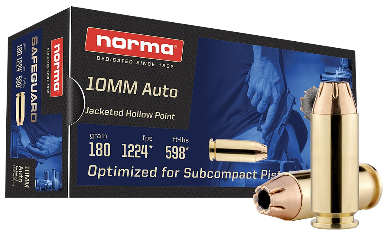 Norma Safeguard 10mm 180gr, Jacketed Hollow Point 50rd