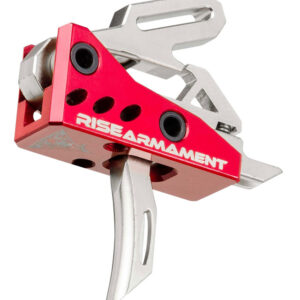 Rise Armament RA-535 High Performance AR-Platform Trigger – Silver/Red Hardcoat Anodized, Single-Stage Straight, 3.50 lbs