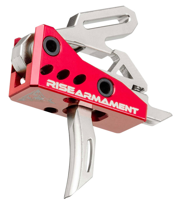 Rise Armament RA-535 High Performance AR-Platform Trigger – Silver/Red Hardcoat Anodized, Single-Stage Straight, 3.50 lbs
