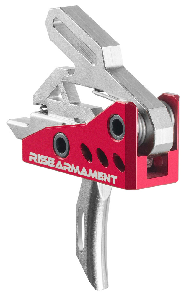 Rise Armament RA-535 High Performance AR-Platform Trigger – Silver/Red Hardcoat Anodized, Single-Stage Straight, 3.50 lbs