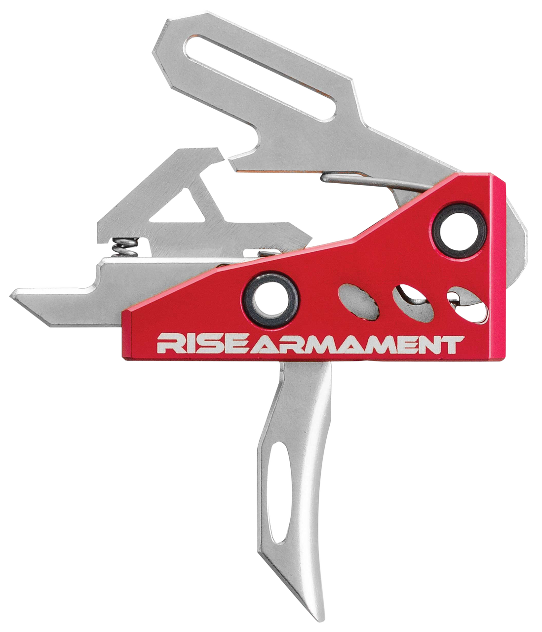 Rise Armament RA-535 High Performance AR-Platform Trigger – Silver/Red Hardcoat Anodized, Single-Stage Straight, 3.50 lbs