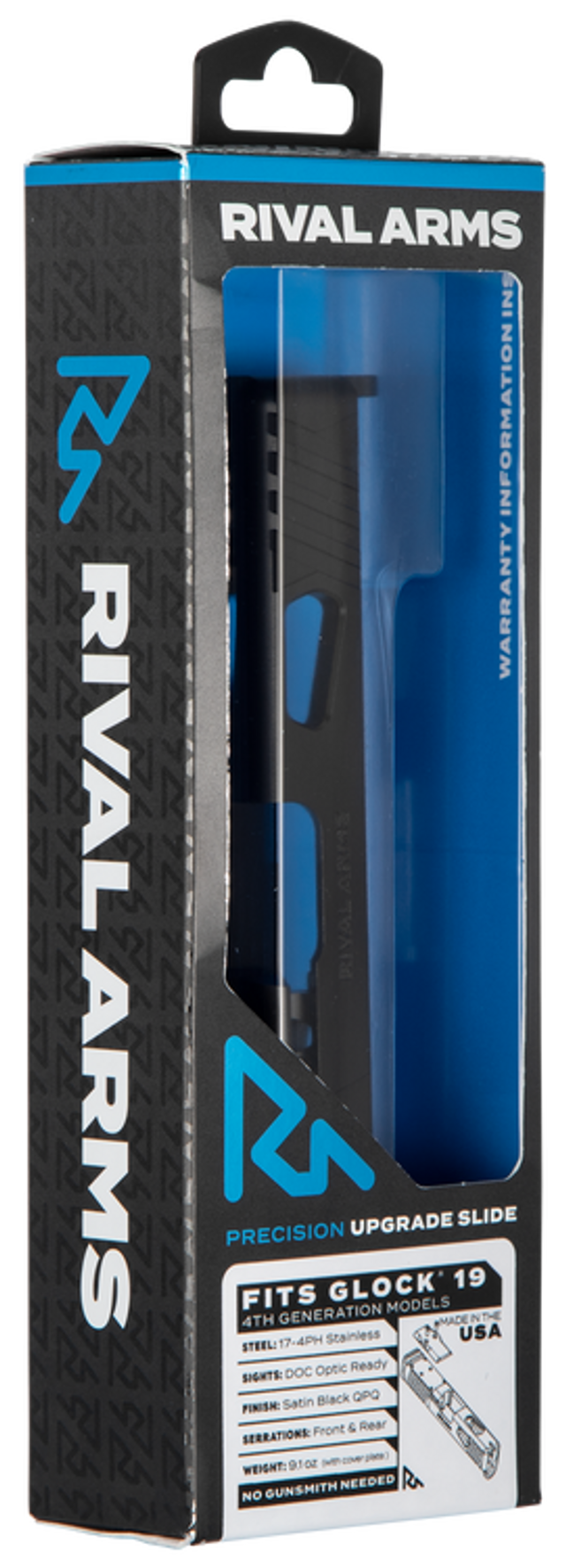 Rival Arms Precision Slide – Glock 19 Gen 4 – Docter Optic Cut, 17-4 Stainless Steel