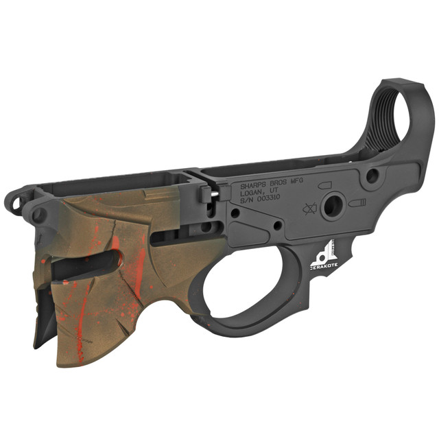 Sharps Bros Overthrow Gen 2 Billet AR-15 Lower Receiver – Bronze Cerakote, Spartan Helmet Design, 223/5.56, 7075-T6 Aluminum