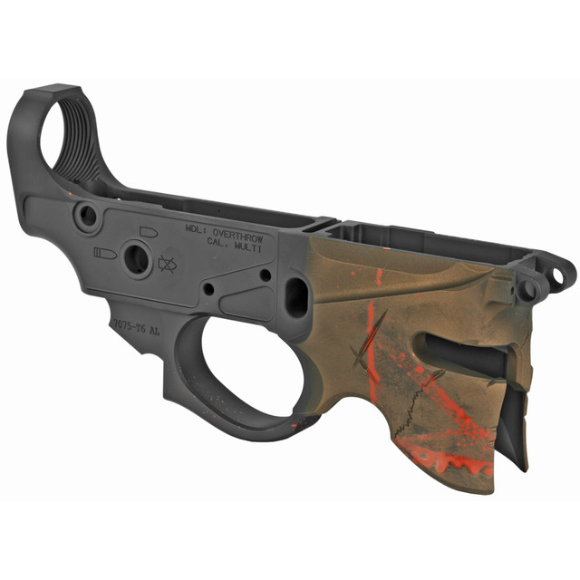 Sharps Bros Overthrow Gen 2 Billet AR-15 Lower Receiver – Bronze Cerakote, Spartan Helmet Design, 223/5.56, 7075-T6 Aluminum