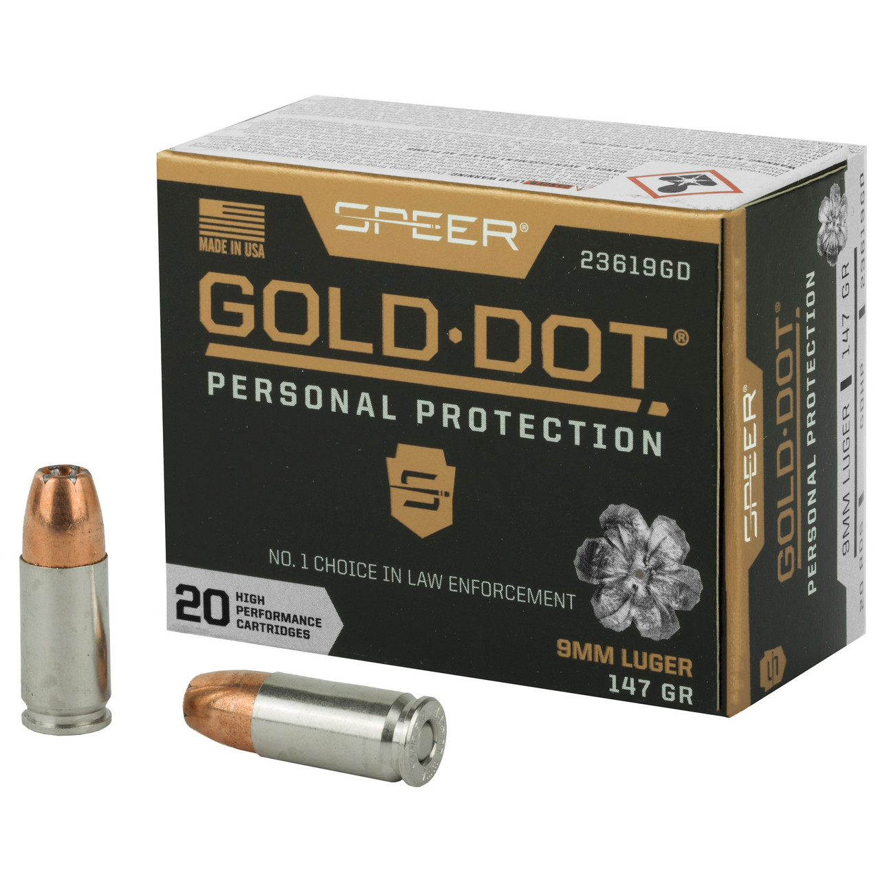 Speer Gold Dot Personal Protection 9mm 147gr, Hollow Point 20rd Box