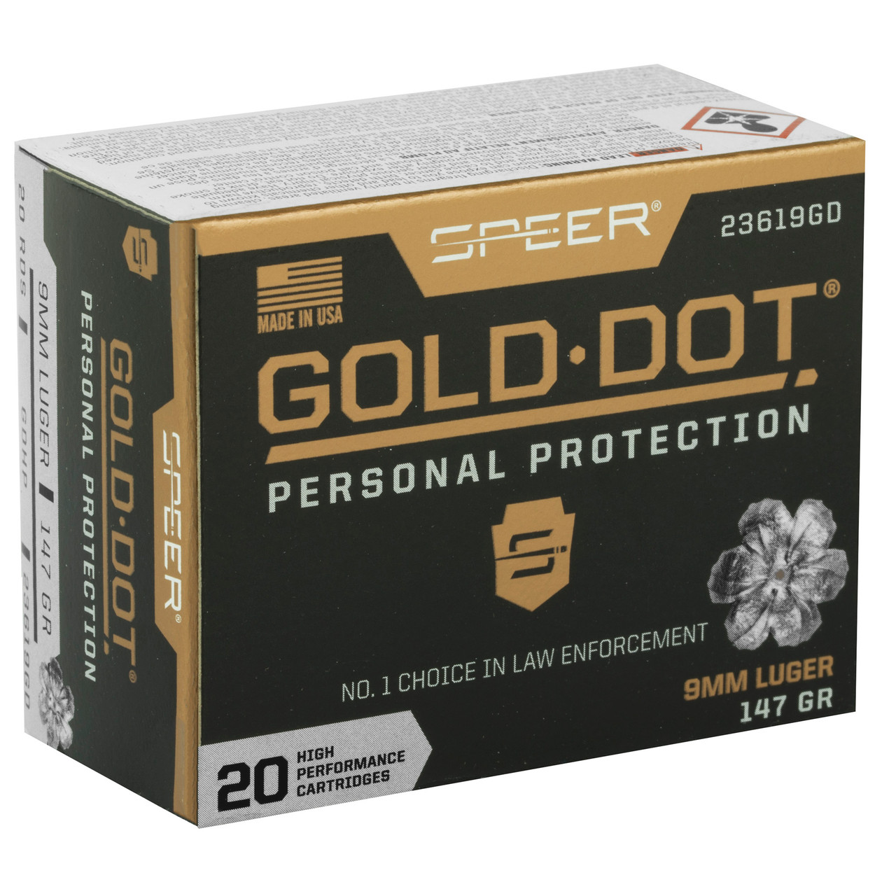 Speer Gold Dot Personal Protection 9mm 147gr, Hollow Point 20rd Box