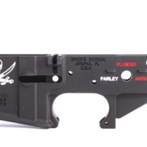 Spike's AR-15 Stripped Lower, Calico Jack Flag, Color Filled, 223/556