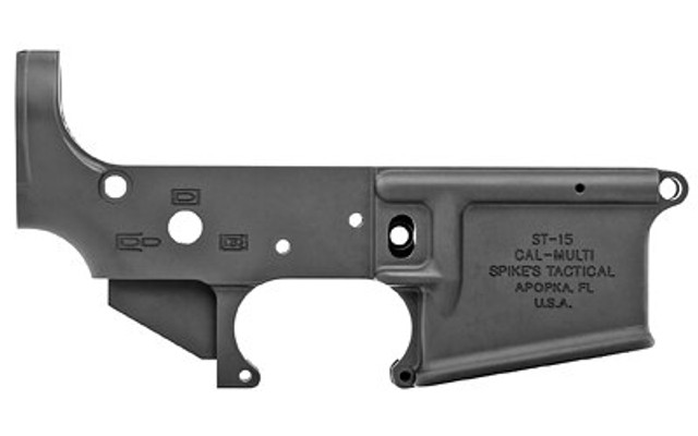 Spikes Tactical No Logo II Stripped Lower Receiver – AR-15 Multi-Caliber | Black | Clean, Sterile Design