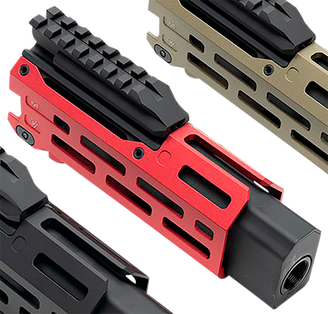 Strike Industries 6" M-LOK Handguard with Faux Suppressor – Red Aluminum, Fits CZ Scorpion EVO with 7.72" Barrel